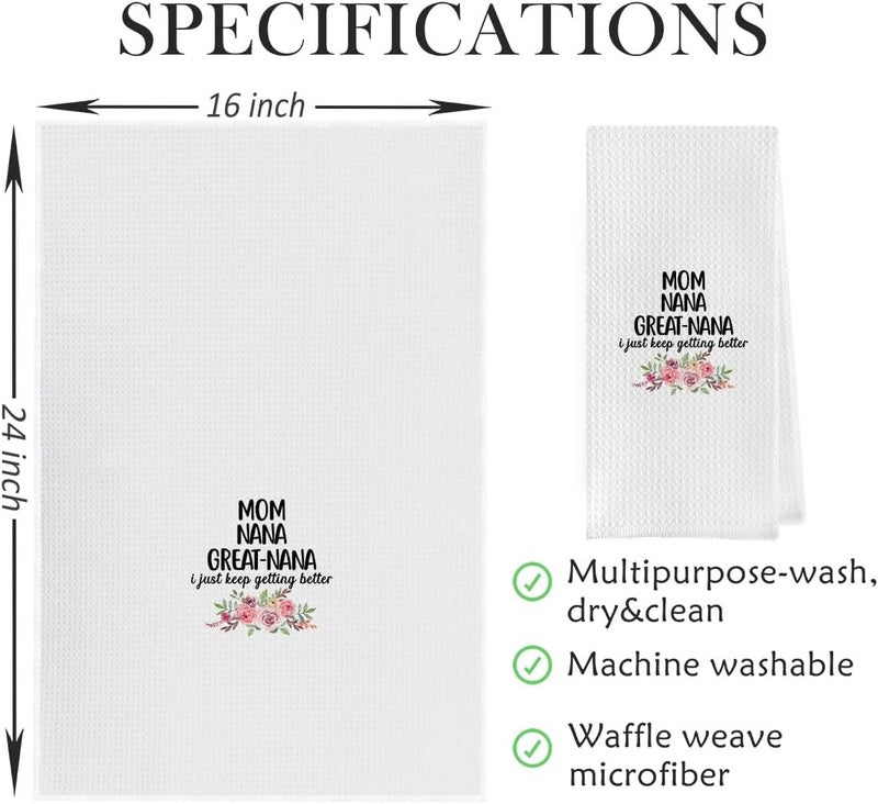 Geqtt Great Grandma Dish Towels - Great Nana Waffle Weave Kitchen Towels, Great Grandma Gifts Hand Towel, Great Grandma Tea Towel, Great Grandma Gifts (16×24 Inches) - Image 4